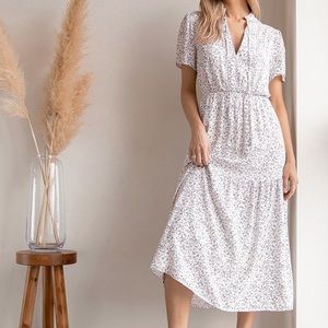 Lulus Floral Print Tiered Midi Dress